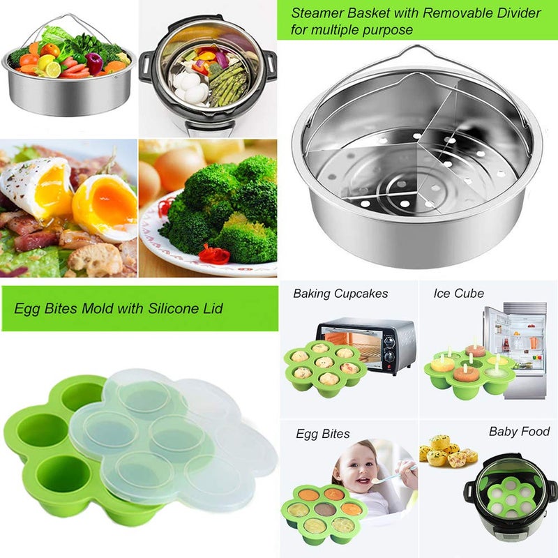 Sugaroom 101 PCS Pressure Cooker Accessories Set Compatible with Instant Pot Accessories 6 qt 8 quart - 2 Steamer Baskets, Springform Pan, Egg Rack, Egg Bites Mold, Steamer Rack and More - Image 4
