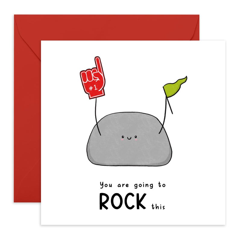 CENTRAL 23 Good Luck Card For Men Women - You Are Going To Rock This - Cute Encouragement Cards For Friends - Goodluck Greeting Card For Exam Studies Game New Job - Comes With Stickers - Image 1