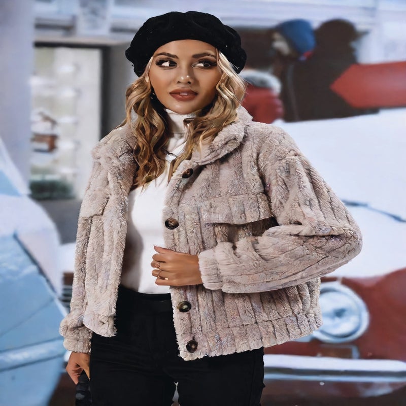 Fleece Lined Open Front Cardigan Coat, Long Sleeve Single Breasted Women's Winter Jacket - Image 4