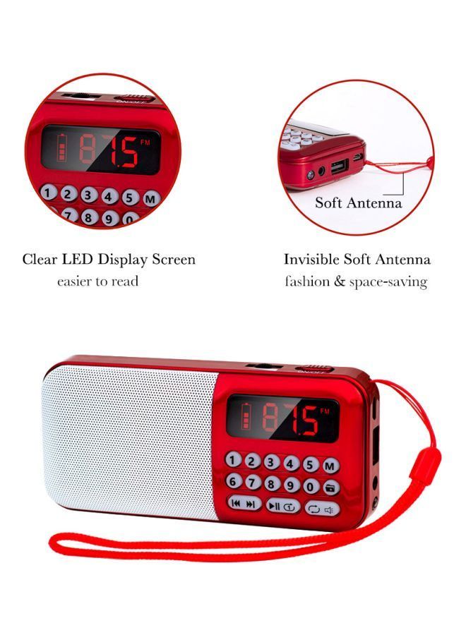 NIBEMINENT Portable FM Radio Y508 Red  - Image 5