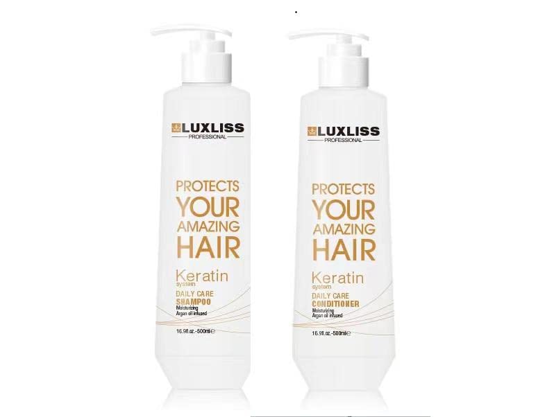 Luxliss Keratin Daily Care Shampoo and Conditioner Set, 2 Pack (16 Fl Oz each), Moisturizing, Anti-frizz, Repairing, for Chemically Treated Hair, Argan Oil - Image 1