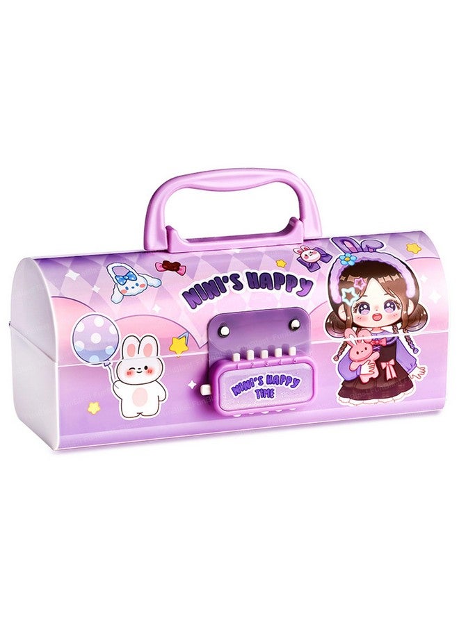 فنبلاست صندوق أقلام وأقلام رصاص للأطفال من فن بلاست - حقيبة سفر مزودة بقفل بكلمة مرور، صندوق أقلام رصاص متعدد الطبقات للأطفال، الأولاد والبنات، حقيبة منظم أدوات مكتبية للأطفال، هدية إرجاع للأطفال (هابي) - Image 1