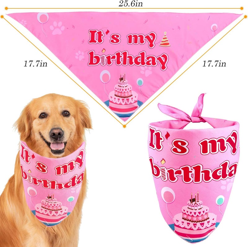 AROIC Dog Birthday Bandana Set, Pet Party Decorations Kit with 2 Bandanas, Fun Pet Birthday Party Decorations for Small Medium Dogs Pets, Cute Puppy Celebration Outfit with Hat, Bow Tie & Balloons - Image 5