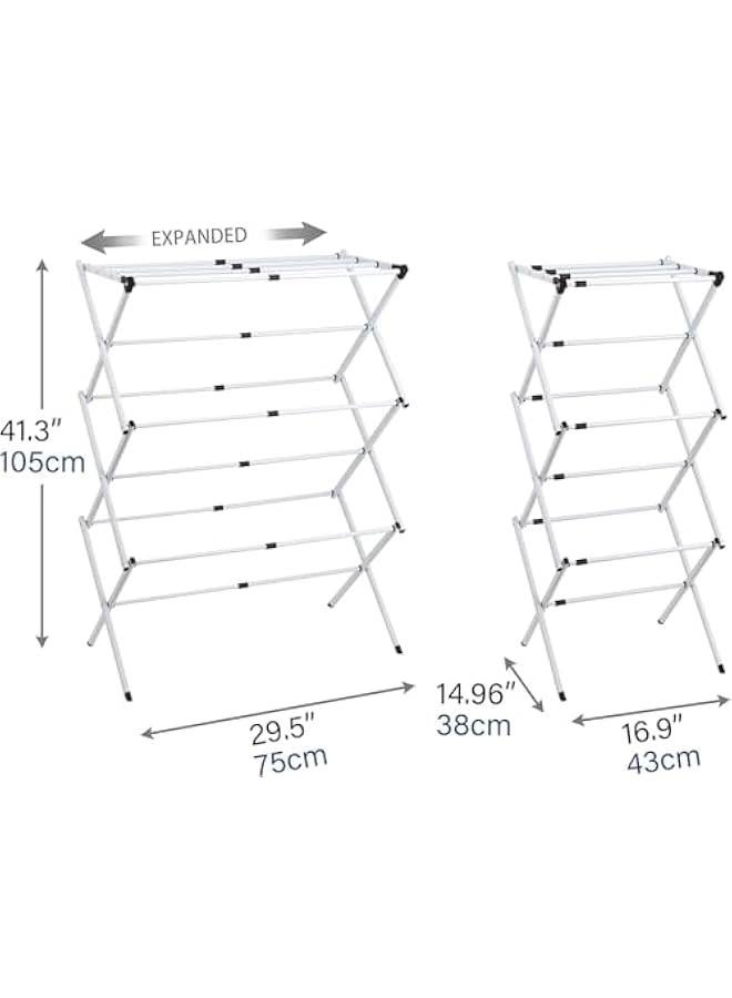 هوكور اي بين رف تجفيف ملابس مجمع مسبقًا، 100 × 64 × 39 سم، رف تجفيف ملابس قابل للتوسيع، رف مناشف للاستخدام الداخلي والخارجي (ابيض) - Image 4