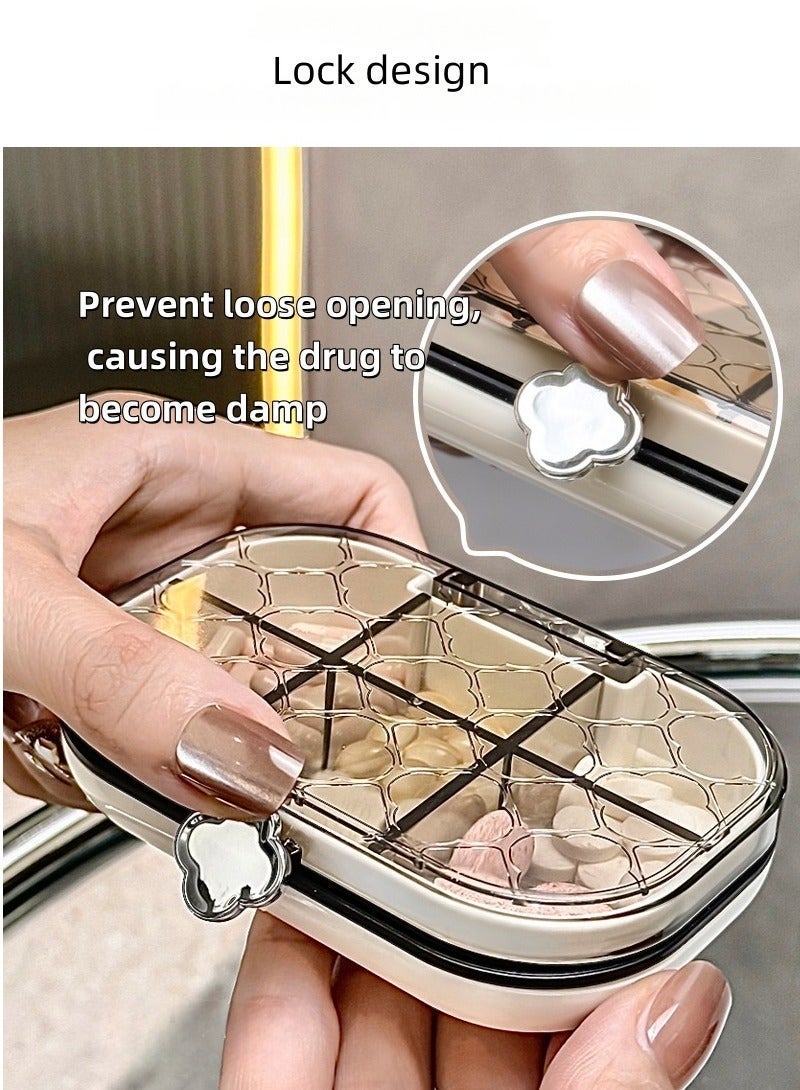Portable 4 Compartment Waterproof Sealed Pill Organizer, ABS Travel Mini Pill Box, Multi-use Storage Case for Medication Vitamins Jewelry Earrings Pocket Purse Carry - Image 4