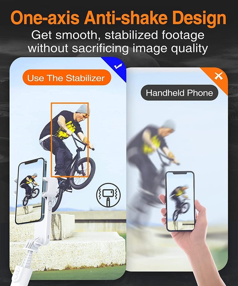 HOLD UP Gimbal Stabilizer for Smartphones, Handheld Gimbal Stabilizer with Filling Light I-Phone Gimbals with Remote Control, Portable Mobile Phone Stabilizer for Video (White) - Image 2