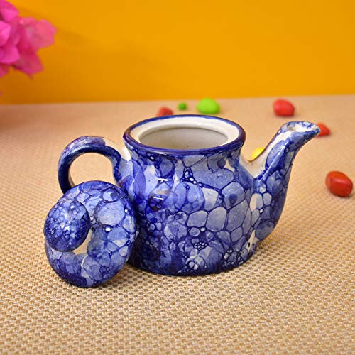 Kunhar Ceramic Teapot Blue Luster 300 ml Elegant Handmade Pot Single Piece Tea Serveware - Image 4