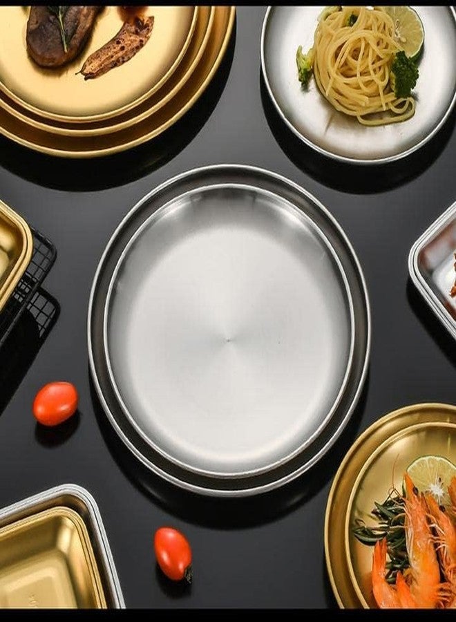 MBBITL Gold 3 Pack Dinnerware Plates Brushed Stainless Steel Dinner Plates Round Food Serving Dishes Plates 6.7 inches for Dessert Salad - Image 5