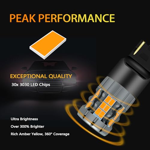 Zyvirexa 7440 LED Turn Signal Bulbs Compatible For Toyota Camry 2010-2011 (Front) & 2007-2023 (Rear), Amber Yellow, Plug and Play Pack of 2 - Image 4