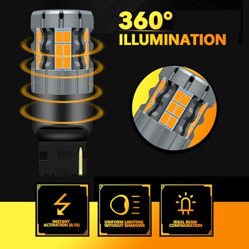 Zyvirexa 7440 LED Turn Signal Bulbs Compatible For Toyota Camry 2010-2011 (Front) & 2007-2023 (Rear), Amber Yellow, Plug and Play Pack of 2 - Image 3