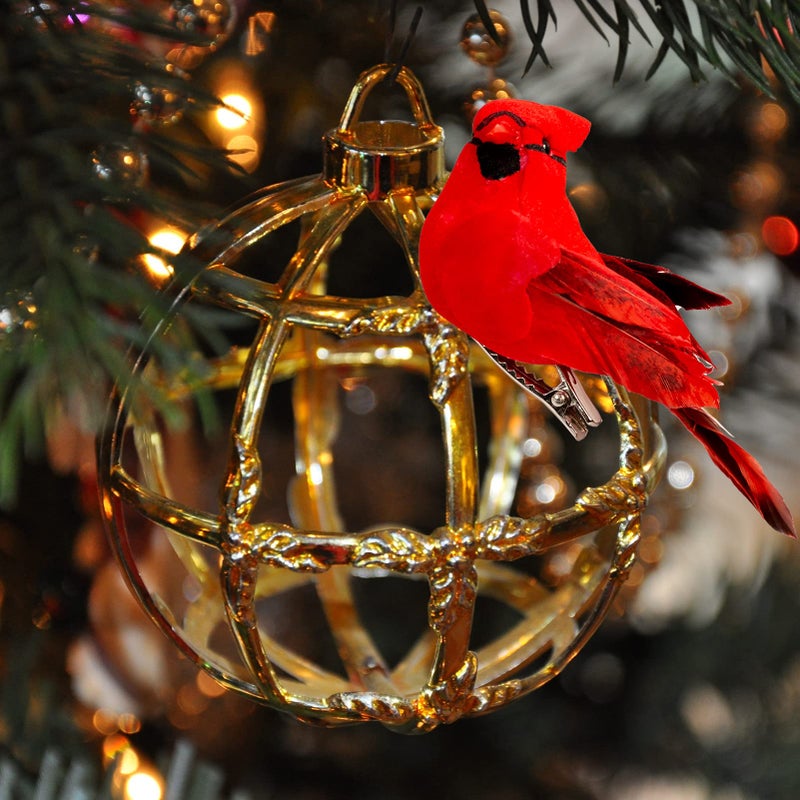 Berfutall-12pcs Bird Christmas الحلي مقطع على الكرادلة للأشجار -3.5 lnch مع مقاطع أو سلك (أ) - Image 5