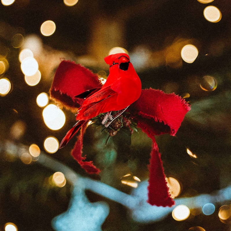 Berfutall-12pcs Bird Christmas الحلي مقطع على الكرادلة للأشجار -3.5 lnch مع مقاطع أو سلك (أ) - Image 4