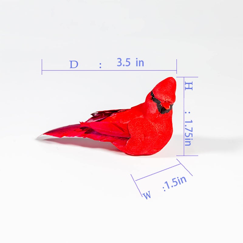 Berfutall-12pcs Bird Christmas الحلي مقطع على الكرادلة للأشجار -3.5 lnch مع مقاطع أو سلك (أ) - Image 3