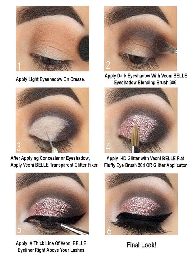 Veoni Belle Professional Set of 2 Glitter Eyeshadow Loose HD Holographic Glitter Eyeshadow Pigment Mettalic Glitter (Light Shade) (Champagne Gold & Dark Starlit) - Image 5