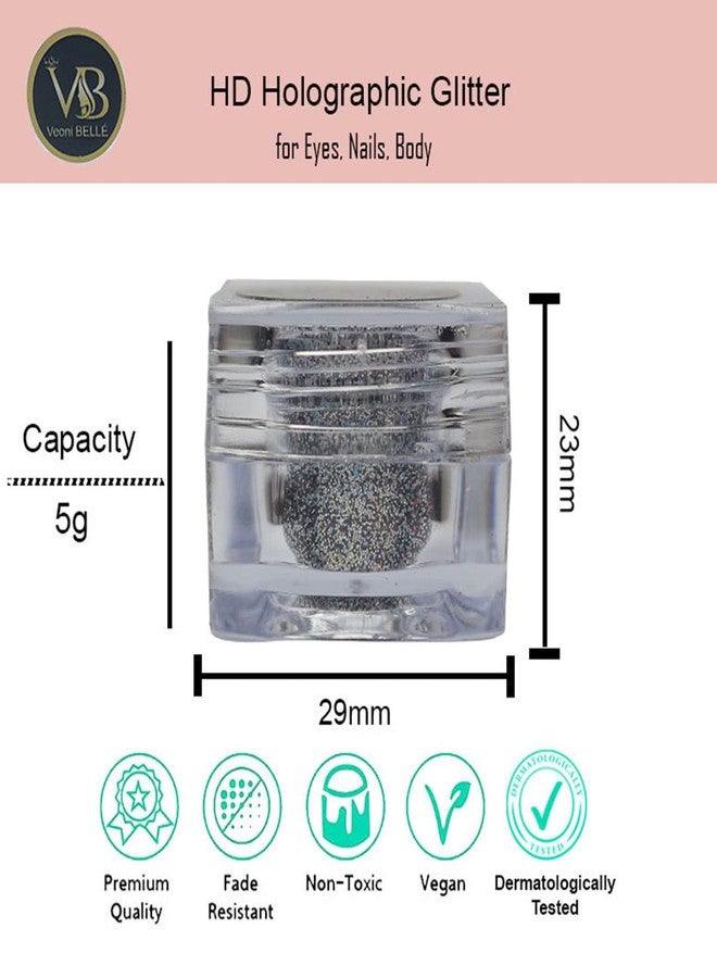 Veoni Belle Professional Set of 2 Glitter Eyeshadow Loose HD Holographic Glitter Eyeshadow Pigment Mettalic Glitter (Light Shade) (Champagne Gold & Dark Starlit) - Image 4