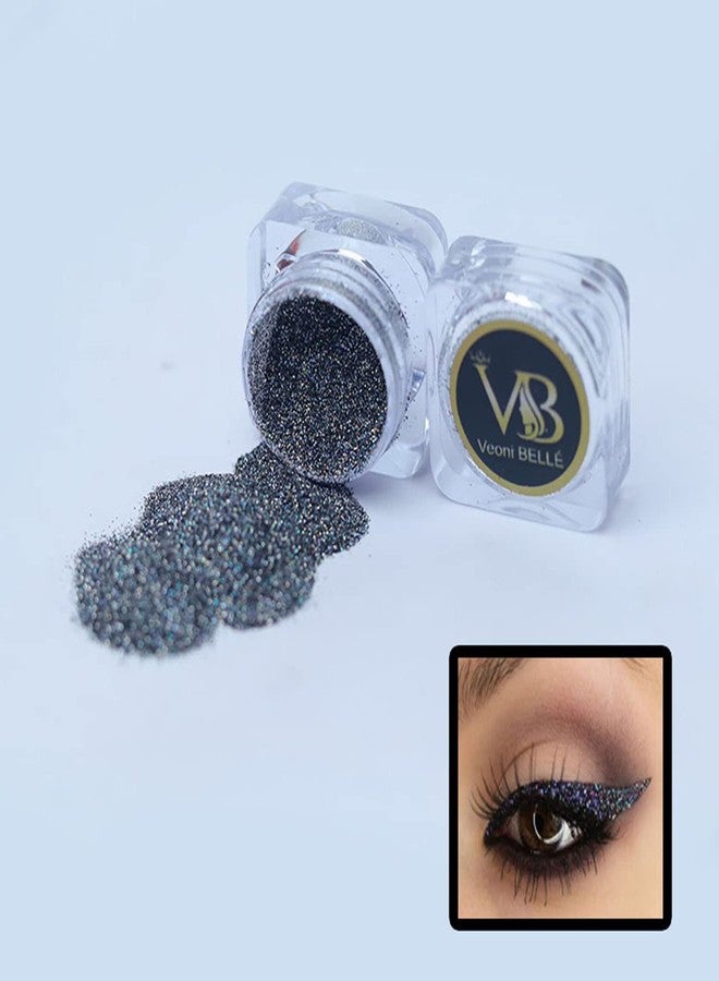 Veoni Belle Professional Set of 2 Glitter Eyeshadow Loose HD Holographic Glitter Eyeshadow Pigment Mettalic Glitter (Light Shade) (Champagne Gold & Dark Starlit) - Image 3