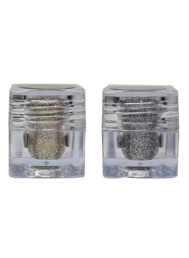 Veoni Belle Professional Set of 2 Glitter Eyeshadow Loose HD Holographic Glitter Eyeshadow Pigment Mettalic Glitter (Light Shade) (Champagne Gold & Dark Starlit) - Image 1