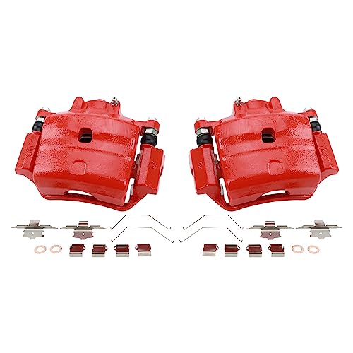 TRQ Front Performance Brake Caliper Set Red Compatible with 2006-2012 Ford Fusion 2007-2012 Lincoln MKZ 2006 Zephyr 2006-2013 Mazda 6 2006-2011 Mercury Milan - Image 1