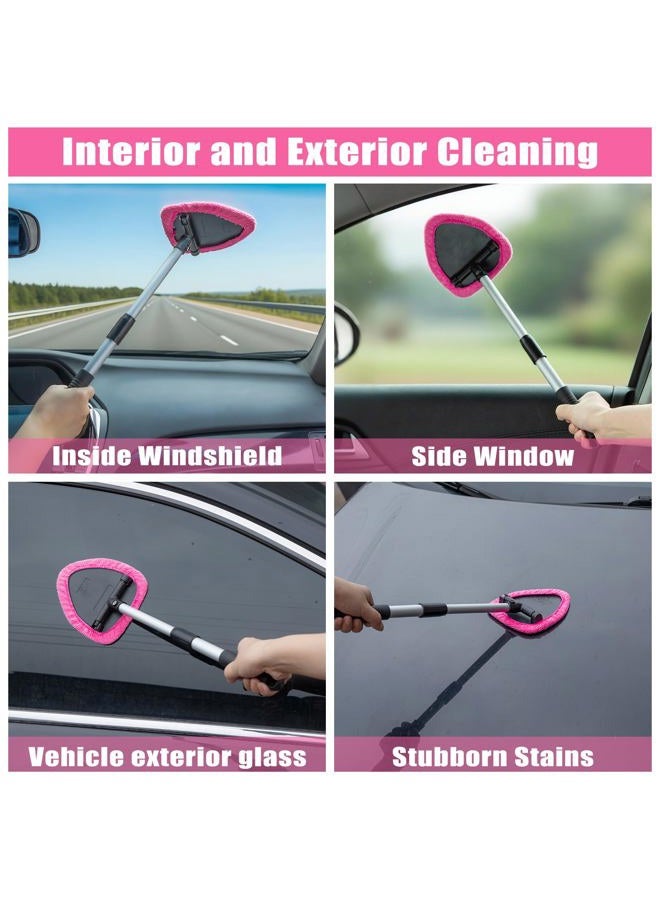 AUTODECO Windshield Cleaner Tool, 17Pcs Car Interior Detailing Kit, Detailing Brush, Towels, Duster, Car Cleaning Kit Interior for RVs, Truck, Trailer (Pink) - Image 3
