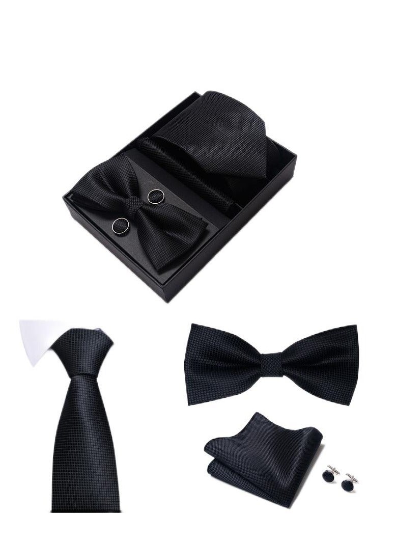 5 pcs high-end tie for men business professional formal tie bow tie cufflinks square scarf fashion accessories gift box  - Image 2