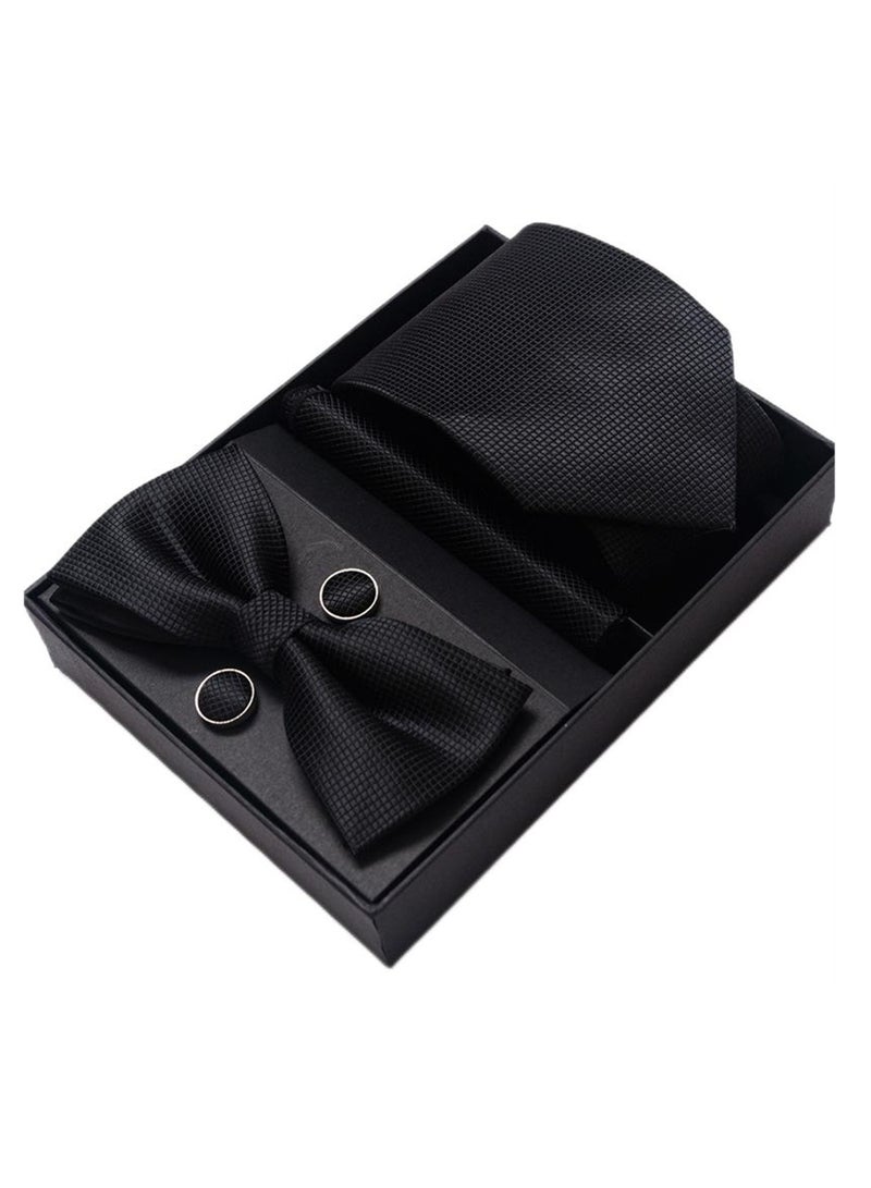 5 pcs high-end tie for men business professional formal tie bow tie cufflinks square scarf fashion accessories gift box  - Image 1