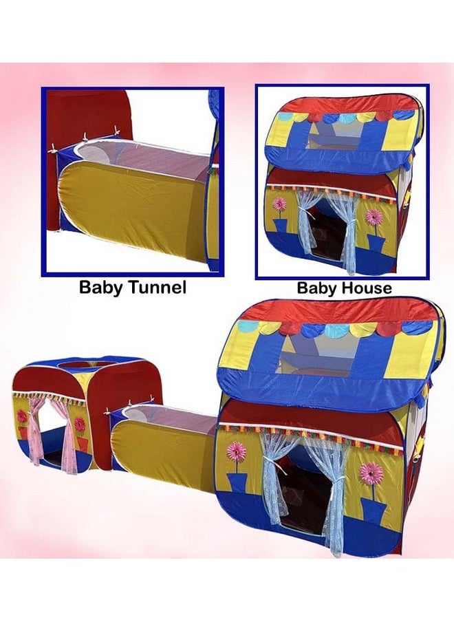HomeCute HOMECUTE Jumbo Size 3 In 1 Pop-Up Kids Play Tent House With Crawl Tunnel (Cube Tent And Hut Tent House Multicolour)  - Image 2