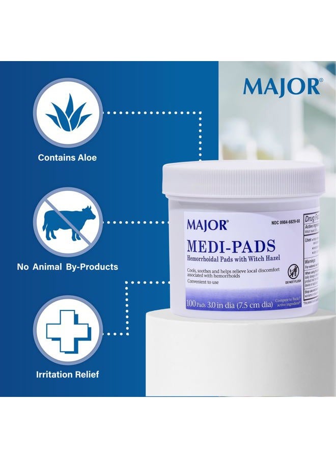 MAJOR Medi-Pads - Hemorrhoidal Hygienic Cleansing Witch Hazel Pads - Cooling Relief with Aloe - 100 Count Jar (1 Pack) - Image 3