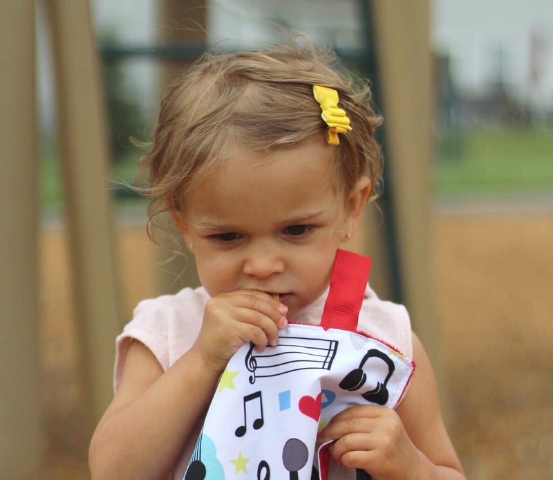 The Learning Lovey Baby Jack & Co 8x8' Music Lovey Tag Toys - Crinkle Toys for Baby - Soft & Safe - Learn Shapes & Colors - Ideal Baby Toy - BPA Free w/Stroller Clip - Image 2