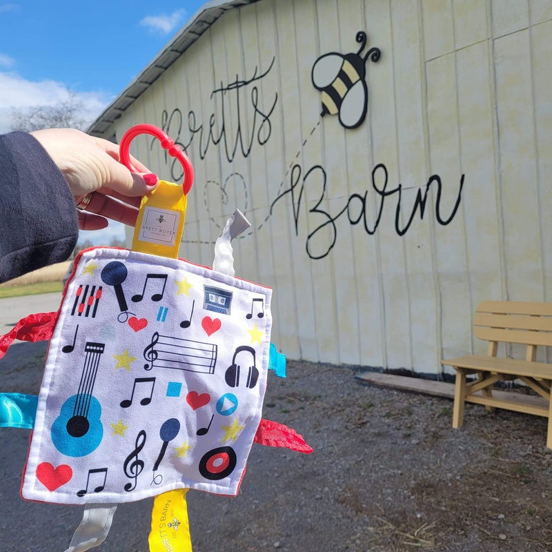 The Learning Lovey Baby Jack & Co 8x8' Music Lovey Tag Toys - Crinkle Toys for Baby - Soft & Safe - Learn Shapes & Colors - Ideal Baby Toy - BPA Free w/Stroller Clip - Image 5