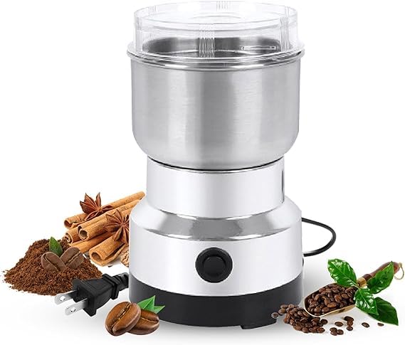 VOFFY VOFFY Home Kichen Grinder Electric Mini Spice Grinder 200W 10s Fast Multifunction Machine Portable Dry Grain Mill for Spices Seeds Rice Beans Seasonings with Replacment Stainless Steel Blade  - Image 1