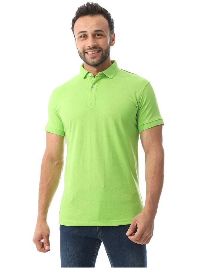 Andora Pique Pattern Polo Shirt_Lime Green - Image 2