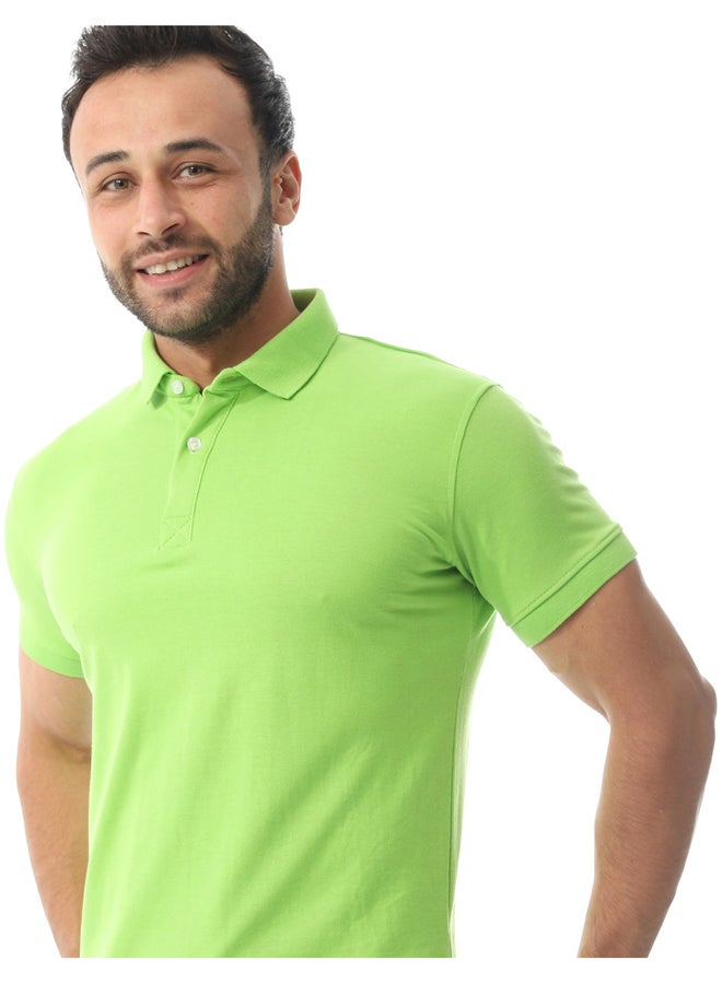 Andora Pique Pattern Polo Shirt_Lime Green - Image 5