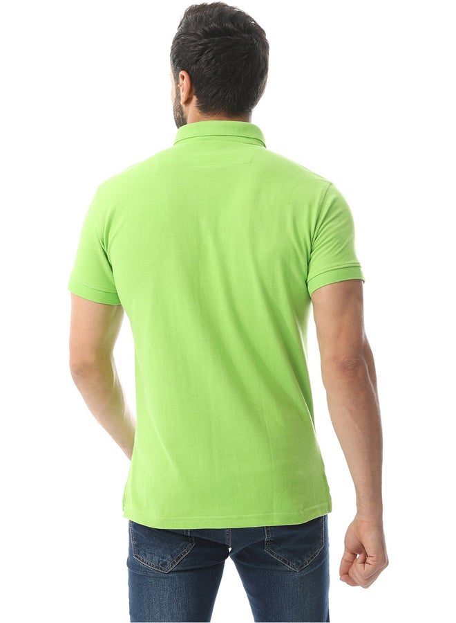 Andora Pique Pattern Polo Shirt_Lime Green - Image 4