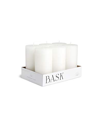 bask Mottled Pillar Candles by Bask - Set of 6-3" x 6" Dripless Unscented Candles in White for Home Decor, Relaxation & All Occasions - Image 1