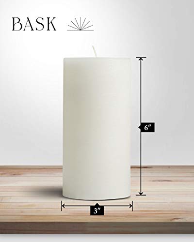 bask Mottled Pillar Candles by Bask - Set of 6-3" x 6" Dripless Unscented Candles in White for Home Decor, Relaxation & All Occasions - Image 2