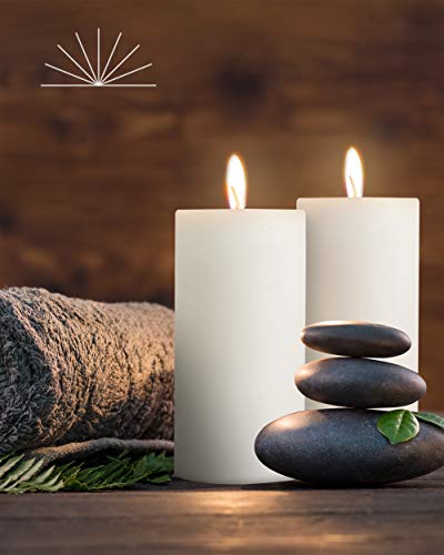 bask Mottled Pillar Candles by Bask - Set of 6-3" x 6" Dripless Unscented Candles in White for Home Decor, Relaxation & All Occasions - Image 4