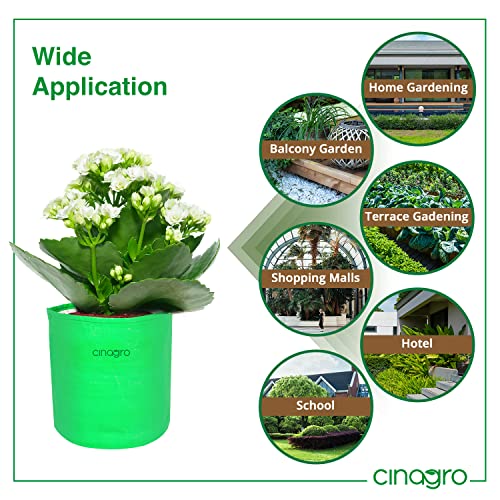 CINAGRO Premium Grow Bags, Pack of 10 HDPE 260 GSM 12x12 Inch, UV Protected Round Green Garden Decor Plant Grow Bag, Planters for Terrace, Balcony & Gardening, Suitable for Vegetables & Flowers - Image 4