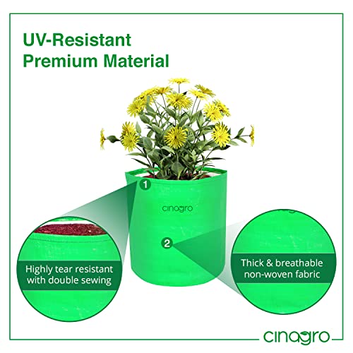 CINAGRO Premium Grow Bags, Pack of 10 HDPE 260 GSM 12x12 Inch, UV Protected Round Green Garden Decor Plant Grow Bag, Planters for Terrace, Balcony & Gardening, Suitable for Vegetables & Flowers - Image 2