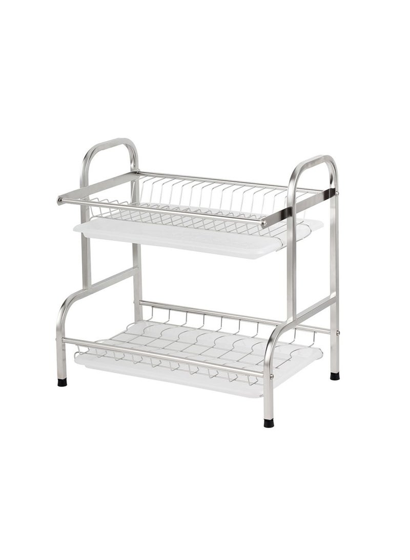 Atticus حامل أطباق أتيكوس من الفولاذ المقاوم للصدأ اللامع مكون من طبقتين 42.3 × 25.5 × 40.5 سم - Image 2