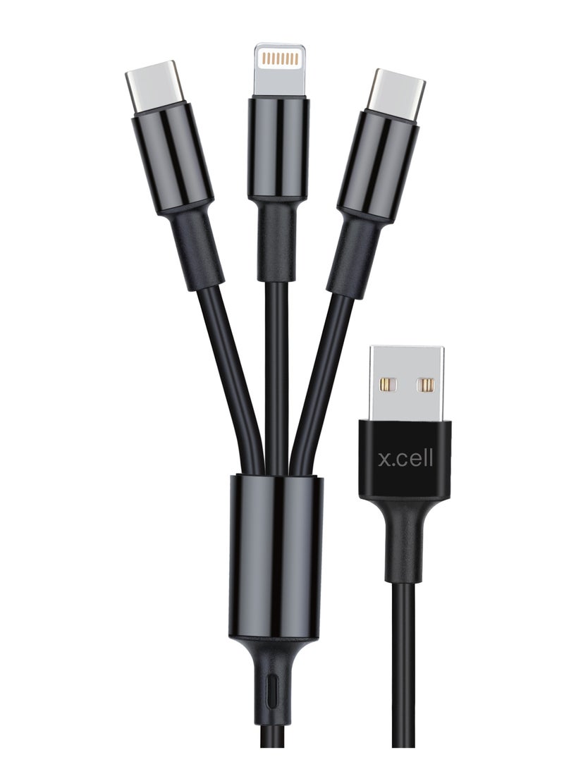 Xcell كابل شحن سريع Xcell بطول 1.5 متر | سعة طاقة 3A | طلاء عازل مقاوم للحرارة | تصميم قوي مدمج | توافق عالمي مع iPhone 15 و Samsung و iPad و MacBook و أجهزة الكمبيوتر المحمولة – أسود - Image 1