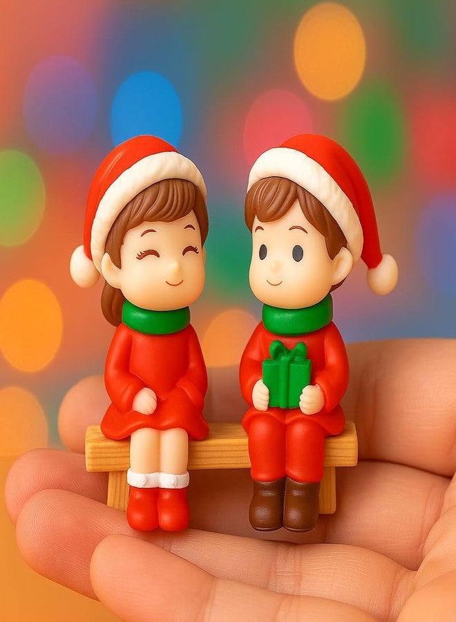 تماثيل صغيرة لزوجين جالسين من VAYINATO® - زينة عيد الميلاد الراتنجية اللطيفة | ديكور احتفالي رومانسي للمنزل أو المكتب أو سطح الطاولة للعشاق والأزواج - Image 1