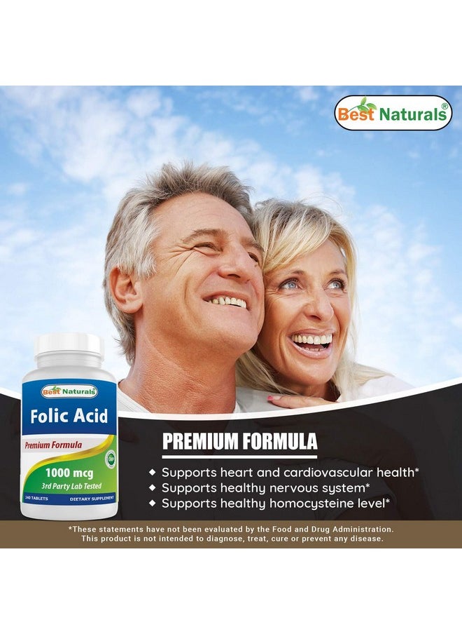 Best Naturals - Folic Acid 1000 Mcg (Vitamin B9) 240 Tablets (1000 Mcg (Pack Of 3)) - Image 1