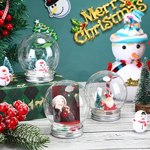 Jerify 32 Pcs Christmas Clear Kit 3.6 Inch Plastic Snow Globe with Screw Off Cap Artificial Christmas Trees Mini Snowman Snowflakes for DIY Crafts Table Home Xmas Snow Globes - Image 5