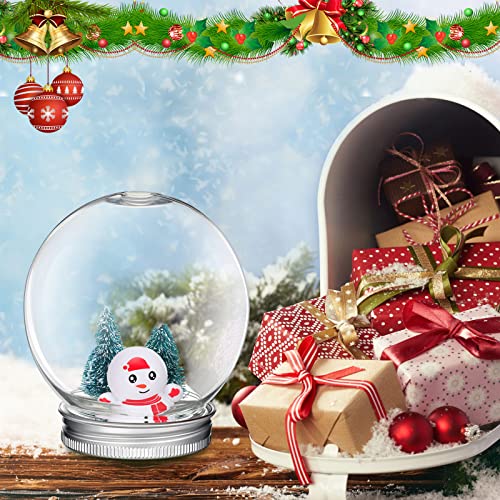 Jerify 32 Pcs Christmas Clear Kit 3.6 Inch Plastic Snow Globe with Screw Off Cap Artificial Christmas Trees Mini Snowman Snowflakes for DIY Crafts Table Home Xmas Snow Globes - Image 3