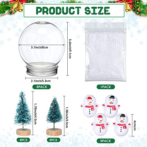 Jerify 32 Pcs Christmas Clear Kit 3.6 Inch Plastic Snow Globe with Screw Off Cap Artificial Christmas Trees Mini Snowman Snowflakes for DIY Crafts Table Home Xmas Snow Globes - Image 2