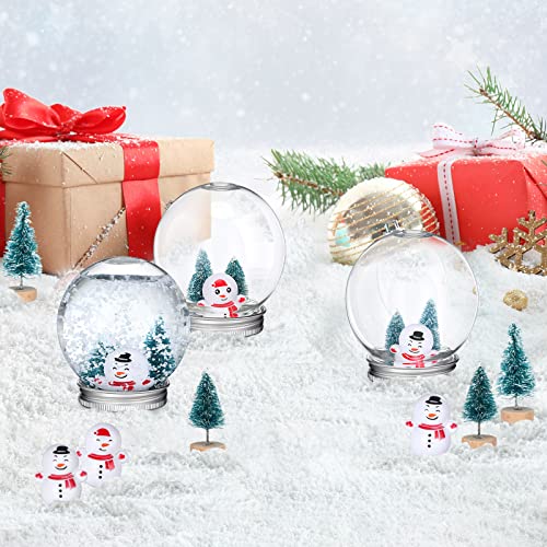 Jerify 32 Pcs Christmas Clear Kit 3.6 Inch Plastic Snow Globe with Screw Off Cap Artificial Christmas Trees Mini Snowman Snowflakes for DIY Crafts Table Home Xmas Snow Globes - Image 4
