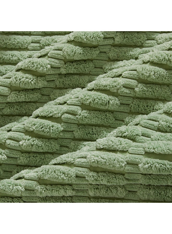 Fancy Homi مجموعة من 2 أغطية وسائد زخرفية محايدة للكنبة، السرير والأريكة، ناعمة ورقيقة بنمط قطن مضلع، تصميم جمالي وحديث - 45x45 سم - أخضر مريمي - Image 4