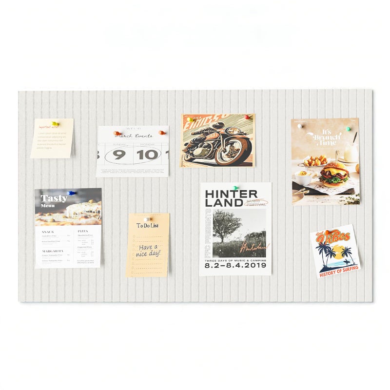 Rokeblau 24 x 16 inches Large Bulletin Board, Decorative Felt Pin Board, 0.35â€œ Thick Foldable Photo Display Board with Self-Adhesive Tape, Vision Board for School Home Kitchen Office Walls - Beige - Image 1
