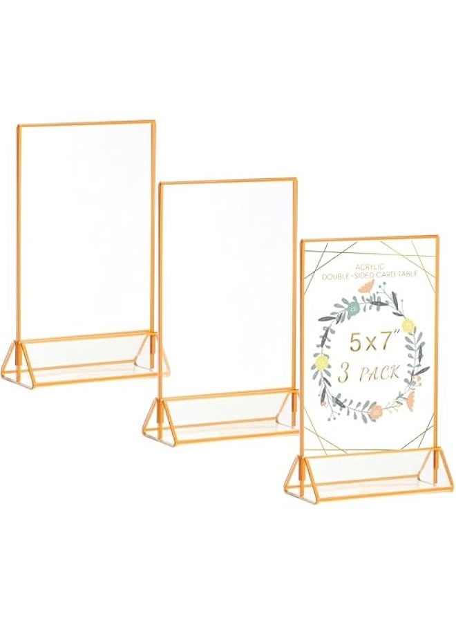Generic Acrylic Gold Sign Holder, 5x7 Wedding Table Numbers Picture Frames, Double Sided Menu Holders Picture Frames for Restaurants, Home, Photo Frames, Store  - Image 1