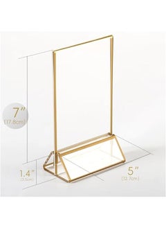 Generic Acrylic Gold Sign Holder, 5x7 Wedding Table Numbers Picture Frames, Double Sided Menu Holders Picture Frames for Restaurants, Home, Photo Frames, Store  - Image 2
